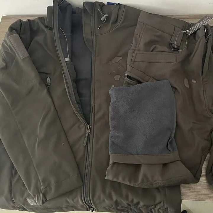 Komplet Softshell Bluza+Spodnie ocieplane 100% poliester OLIVE GREEN L