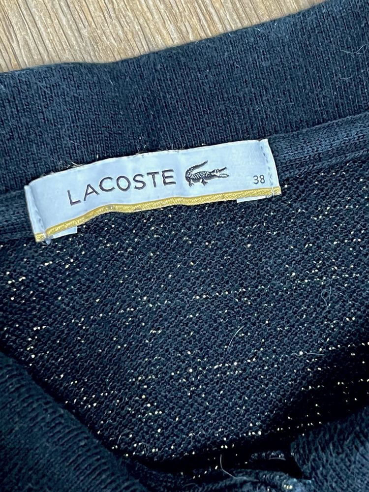 Підліткова футболка на дівчинку 13-15 рок Lacoste чорна з блискітками