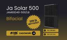 Panele PV fotowoltaiczne JA SOLAR 500W JAM60D40LB Czarna Rama Bifacial