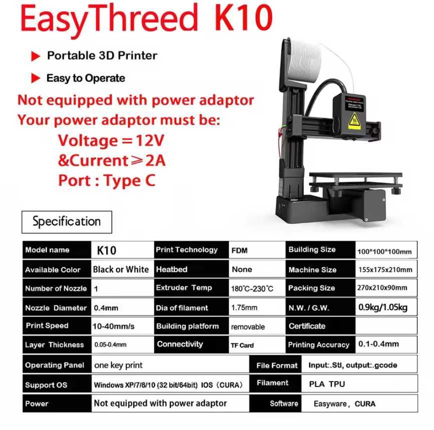 3D принтер EasyThreed K10