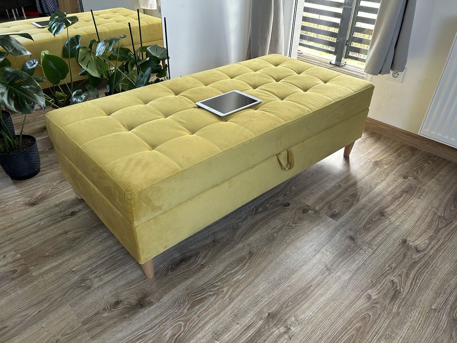 Pufa musztardowa  135x68x43 -kupiona nowa rok temu, nigdy nie uzywana