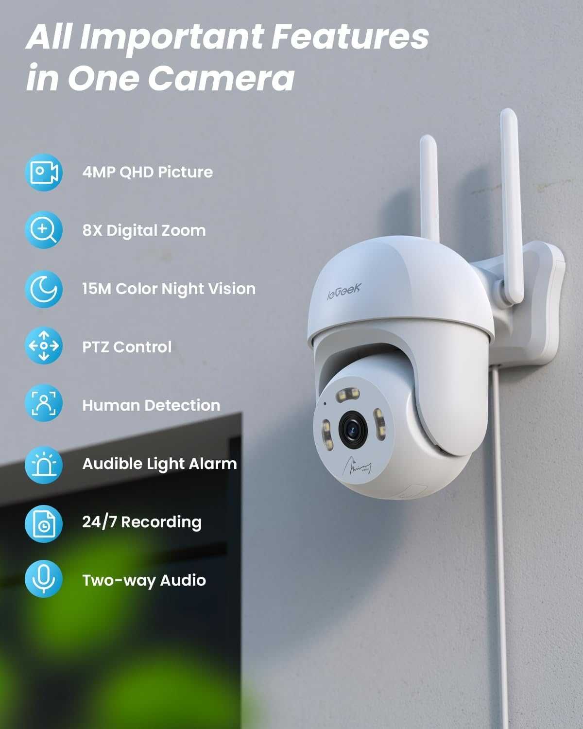 Kamera IP zewnętrzna obrotowa ieGeek IE60 4MPx WIFI FULL HD