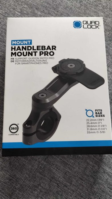 Uchwyt telefonu na kierownicę motocykla PRO aluminiowy baza Quad Lock