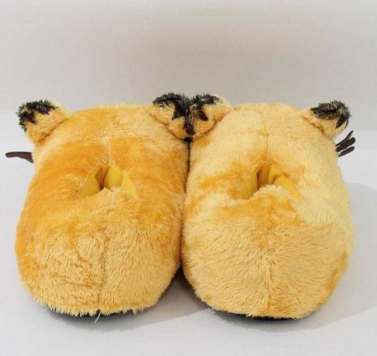 Мягкие тапочки желтые котики домашние тапки Гарфильд