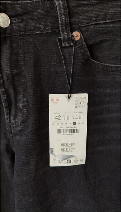 Чорні прямі джинси zara xl/42