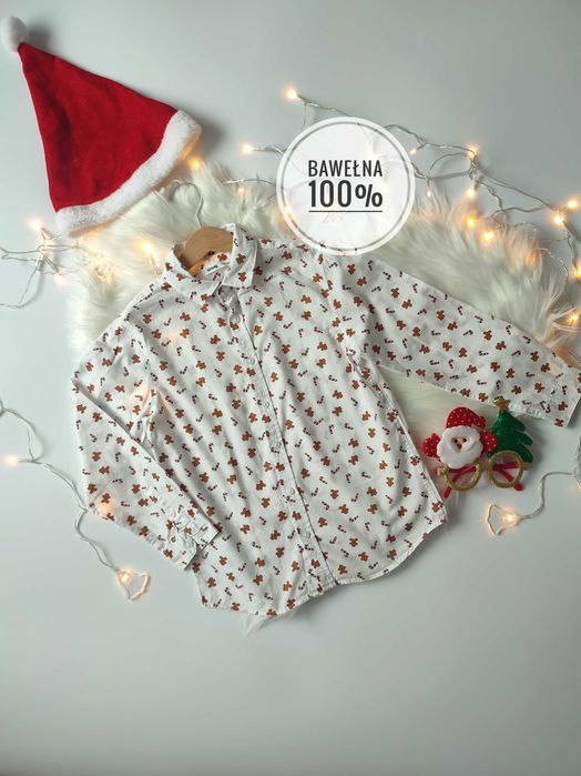 Koszula świąteczna chłopięca Sinsay 134 – 100% bawełna