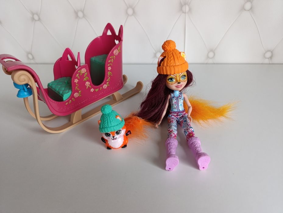 Enchantimals, zimowe sanie - Lalka i lisek