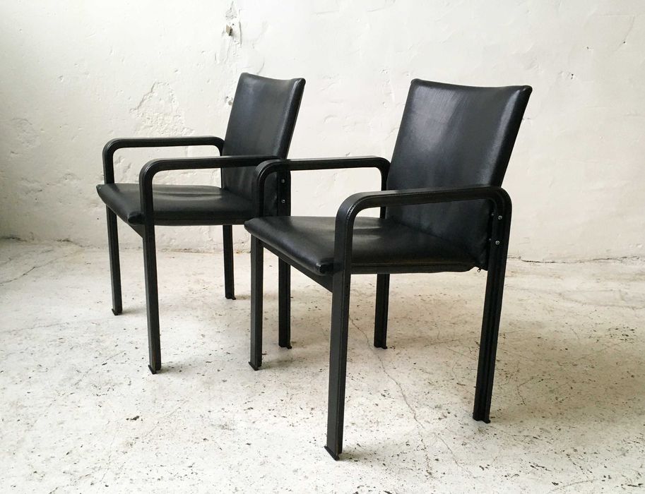 Matteo Grassi włoskie fotele Golfo dei Poeti skóra lata 80 vintage