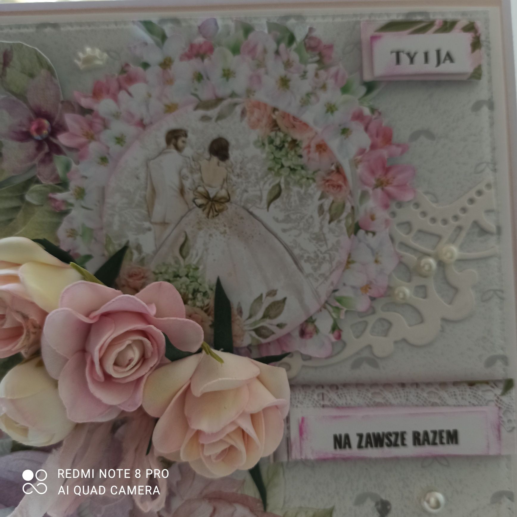 Kartka na ślub ręcznie robiona scrapbooking