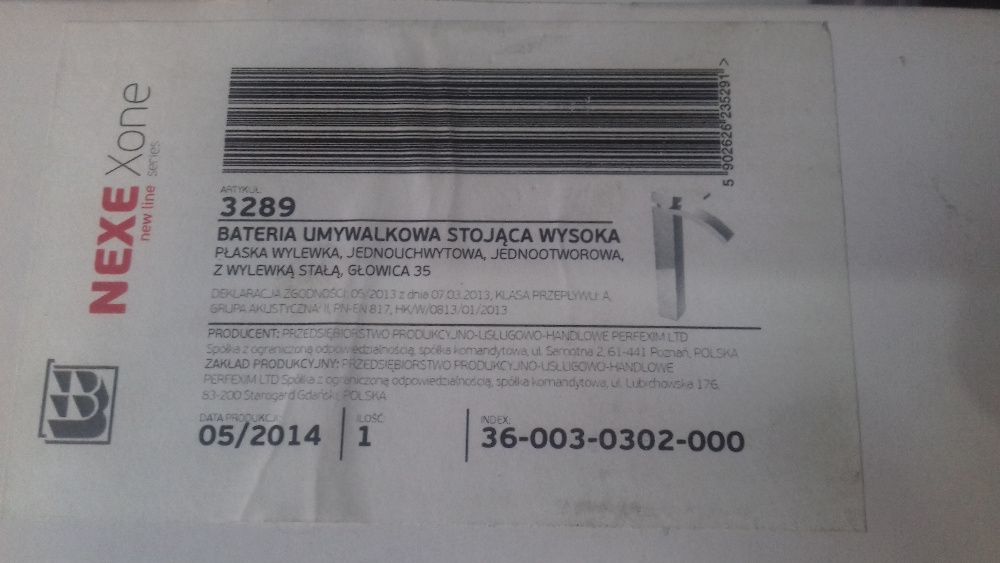 bateria umywalkowa Nexe