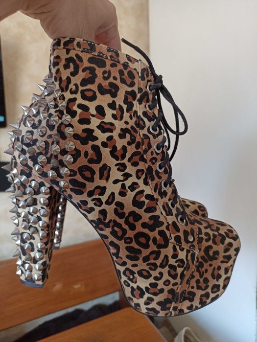 Весільні леопардові ботильйони на масивній платформі підборах 41р/27см