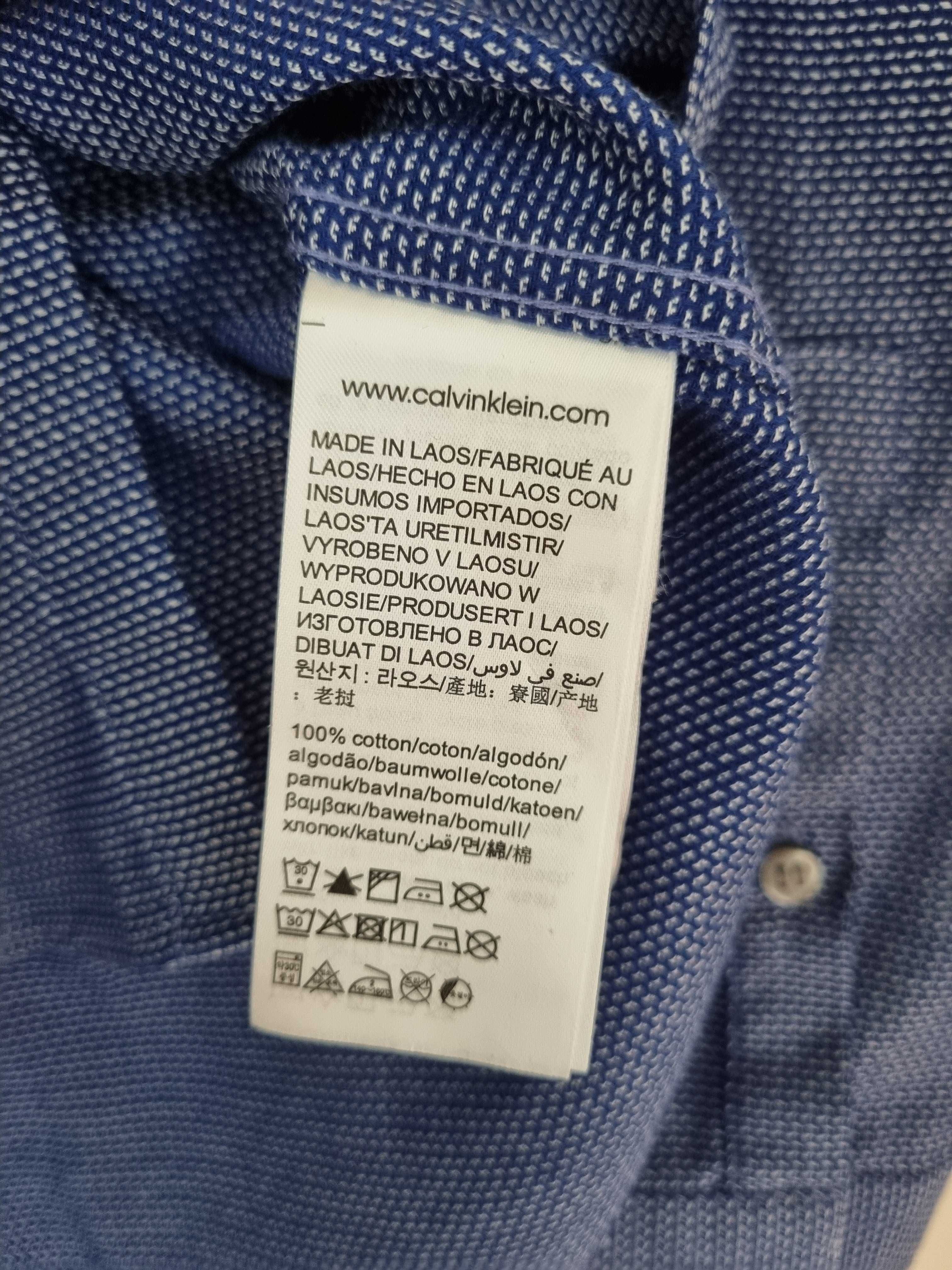 Niebieska bawełniana koszula z długim rękawem 41/16 Calvin Klein