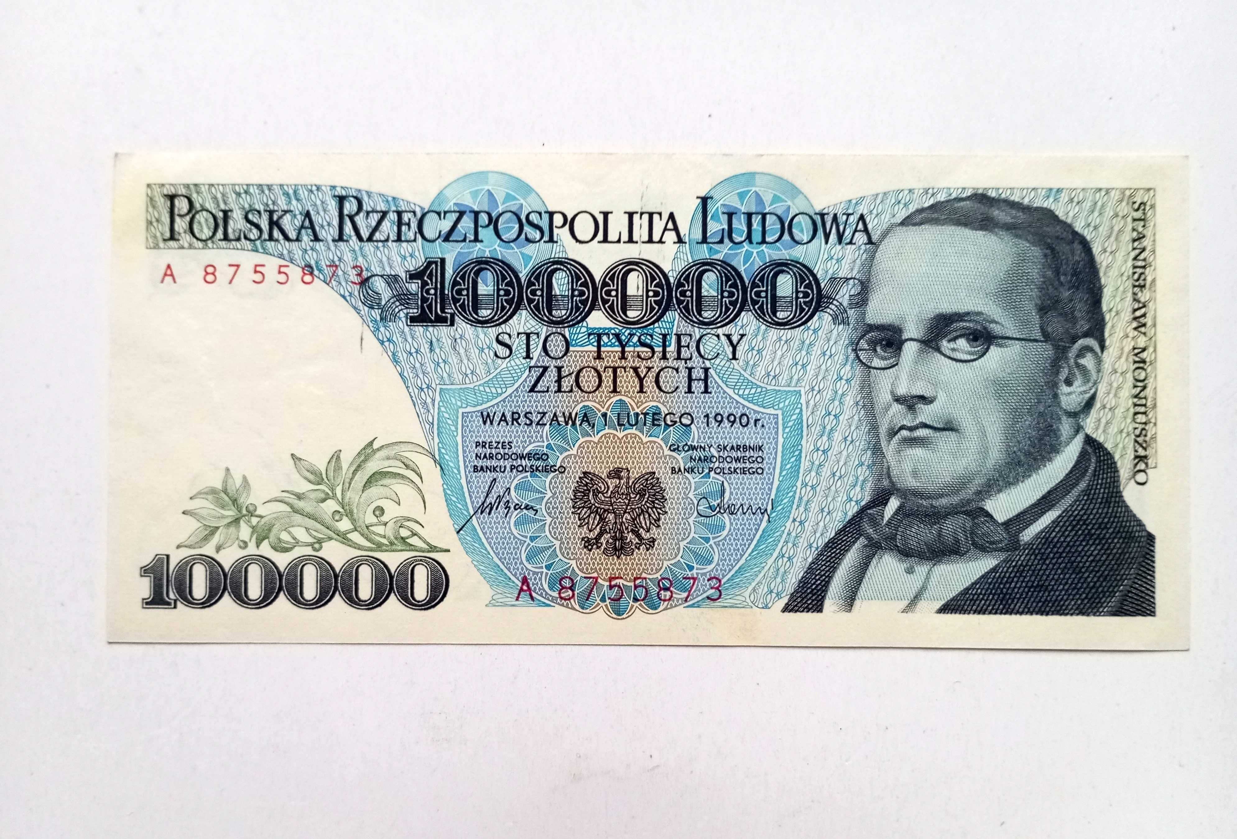 100000   zł 1990  - A -  Pierwsza Seria st. UNC-