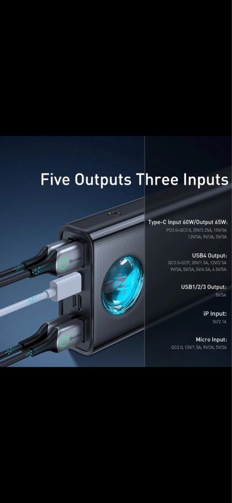 BASEUS 65W Power Bank 30000mAh PD Quick Charge