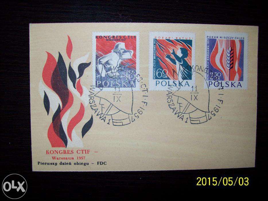 Koperta ze znaczkami Kongres CTIF I dzień obiegu 1957 r.
