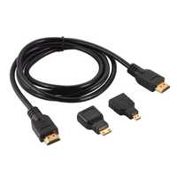 Кабель HDMI 1,5 м с переходниками на micro HDMI и mini HDMI, шнур hdmi