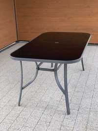Stół ogrodowy 90x150 cm szyba ciemnoszara