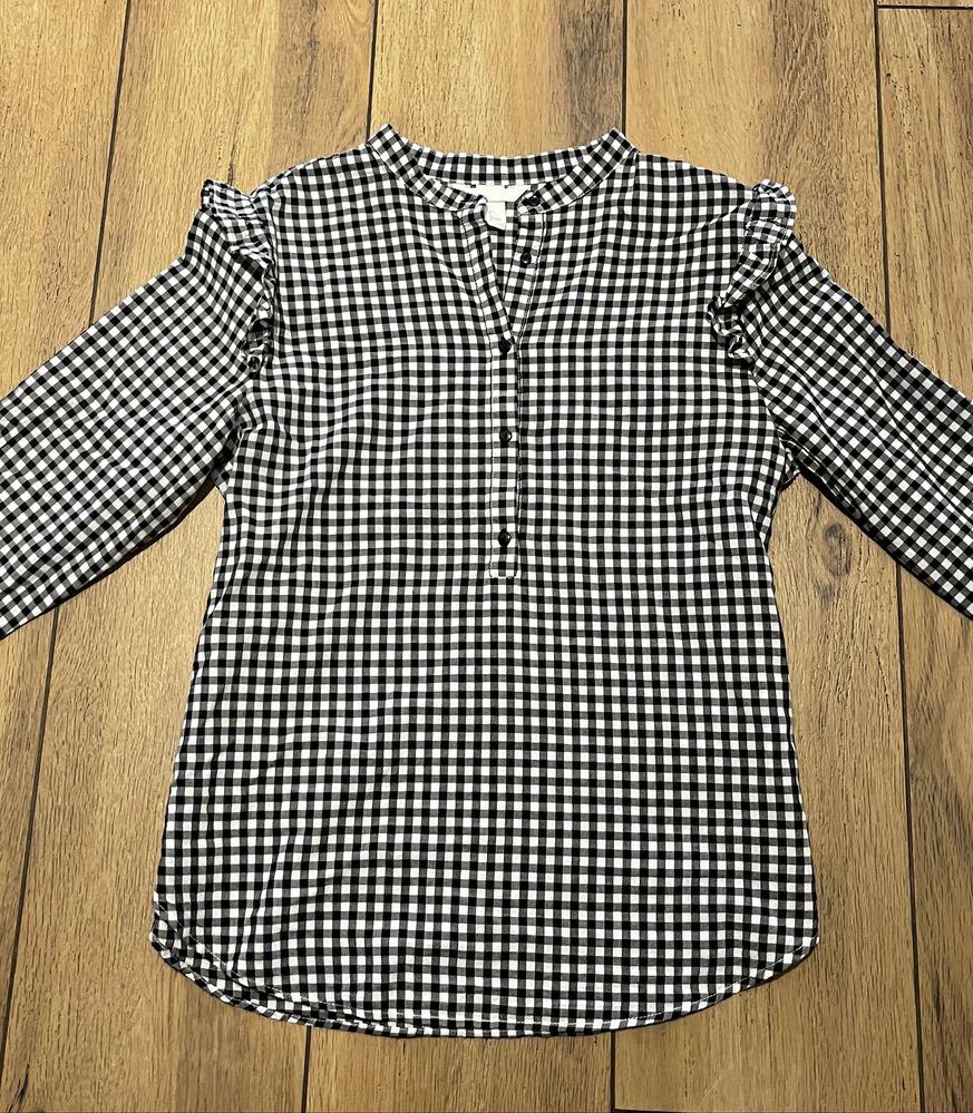 Koszula w kratę czarno biała H&M