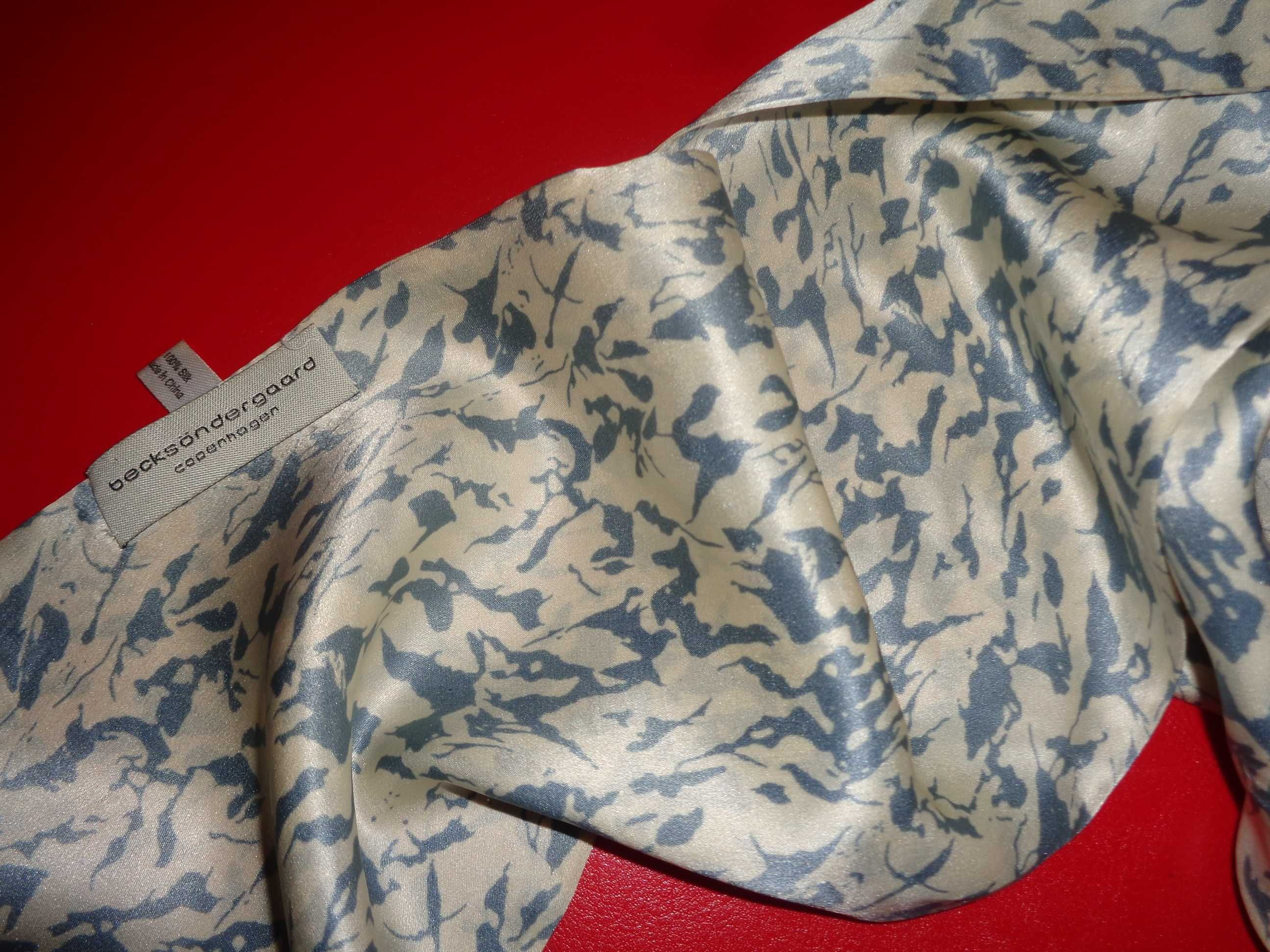 BECKSONDERGAARD Copenhagen 100% SILK jedwabny szal szalik apaszka