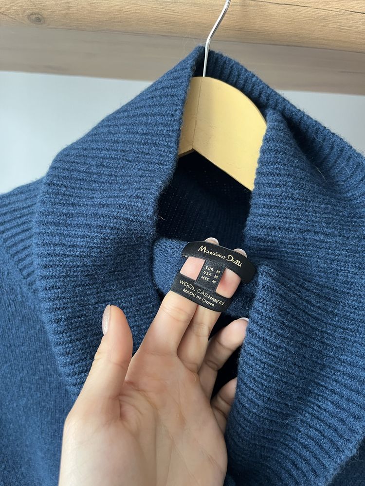 Sweter z golfem oversize massimo dutti wełna kaszmir