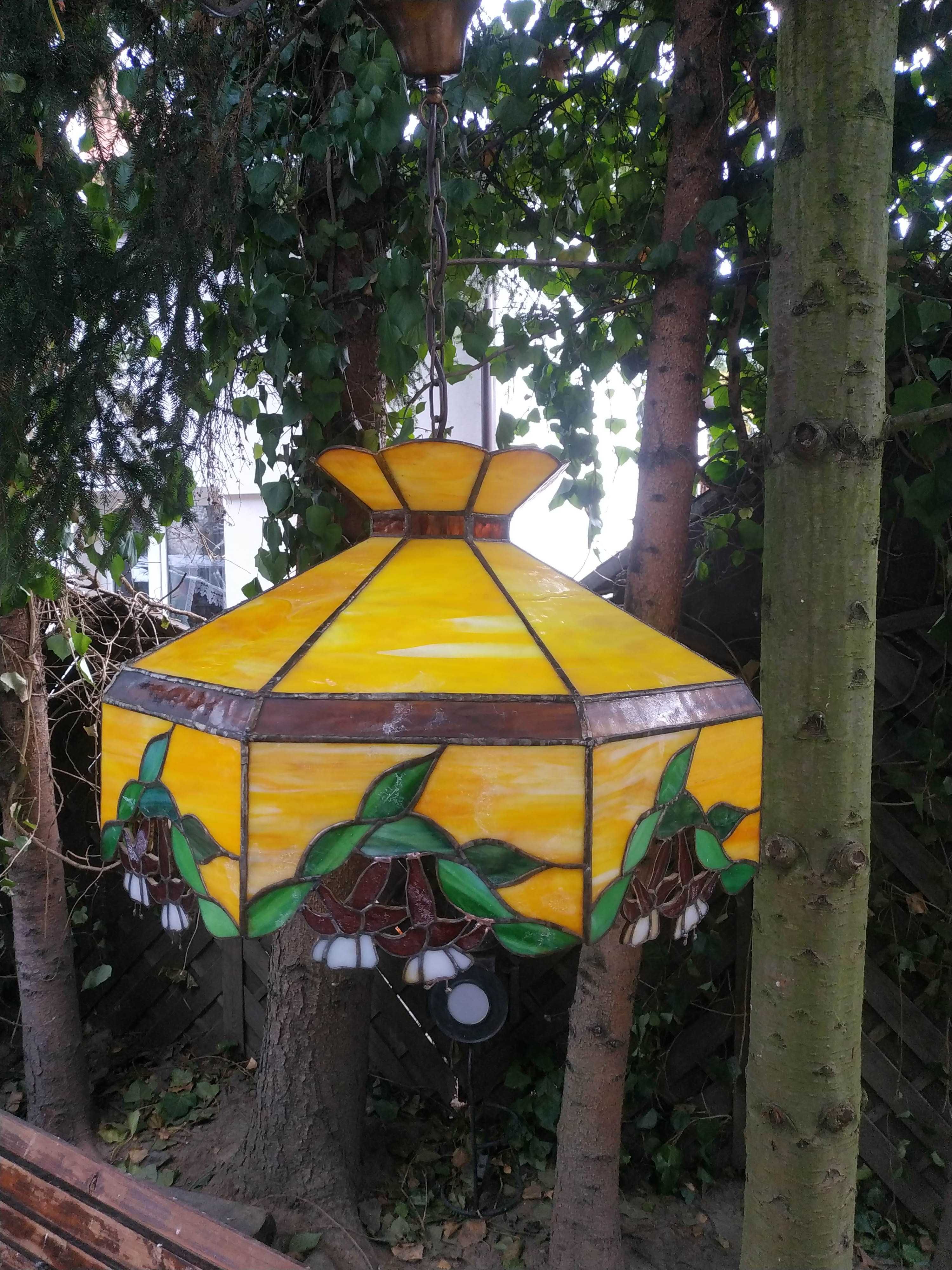 Lampa w stylu Tiffany witrażowa art deco wisząca