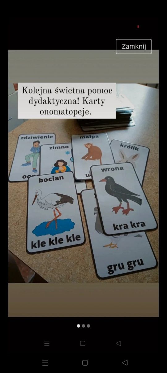 Karty onomatopeje dźwięki dźwiękonaśladownictwo nowe