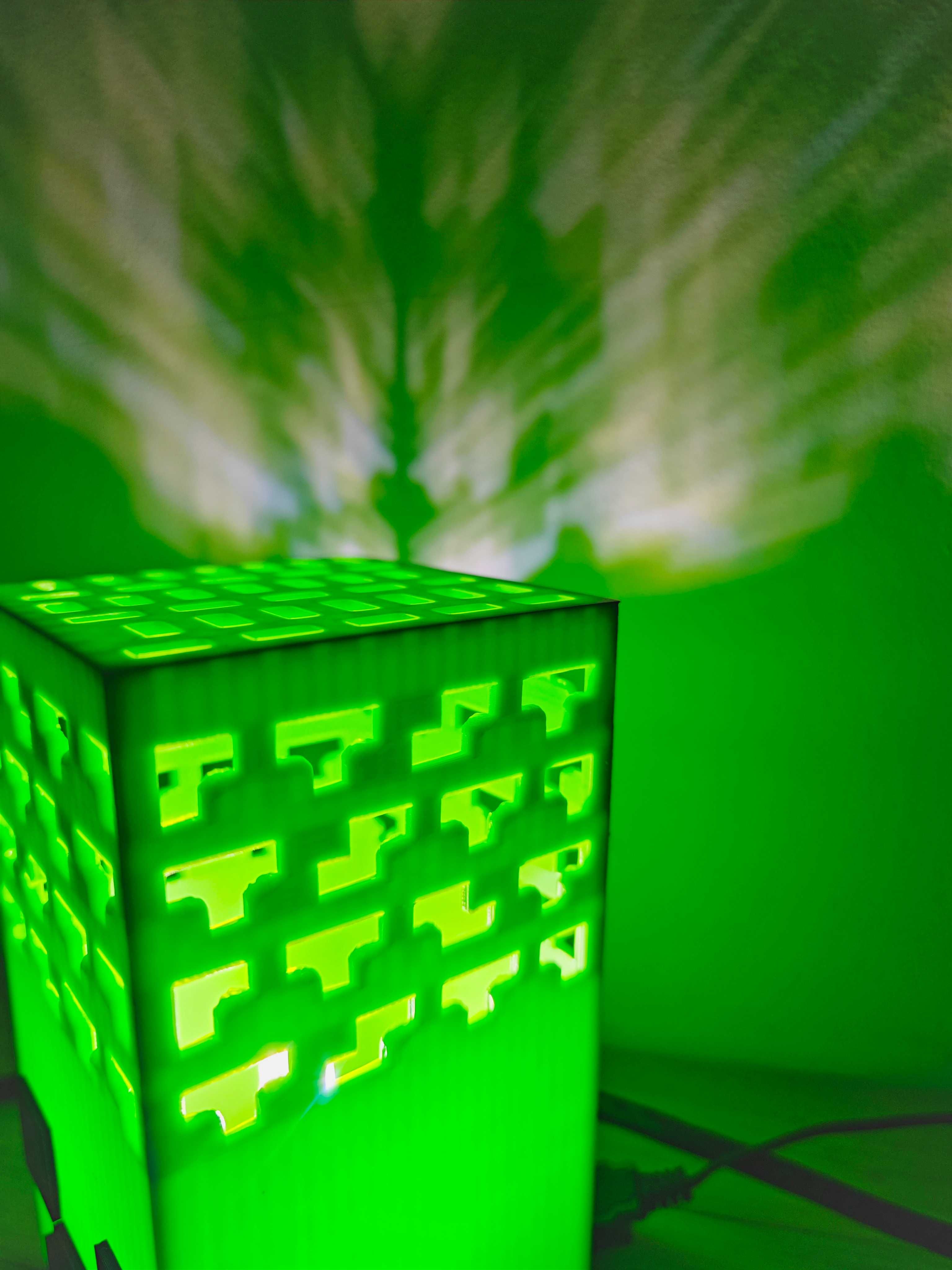 Minecraft lampa Creeper neon zielona LED zasil 12V lampka nocna GRATIS