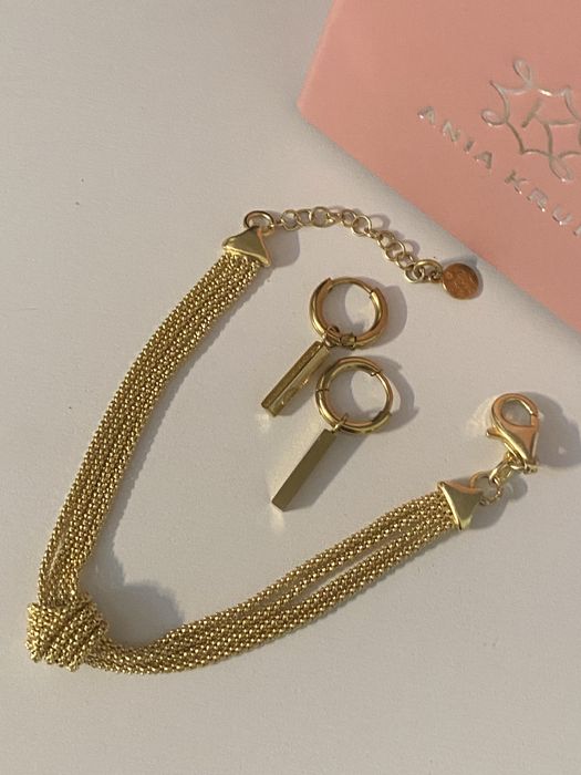 Ania Kruk , bransoletka poczwórna 925 ,pozłacana 24k,Gratis kolczyki