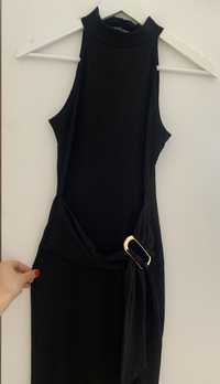 Rozciagliwa S/M/L sukienka w prazki prazkowana dopasowana czarna