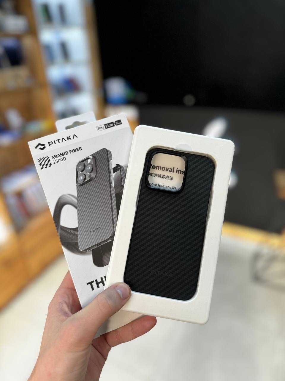 Pitaka MagEZ Case 4 Twill 1500D for iPhone 15 Pro, Black/Grey