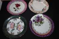 Porcelanowe talerze 4 szt  zdobione dekor kwiatowy sygnowane b022624