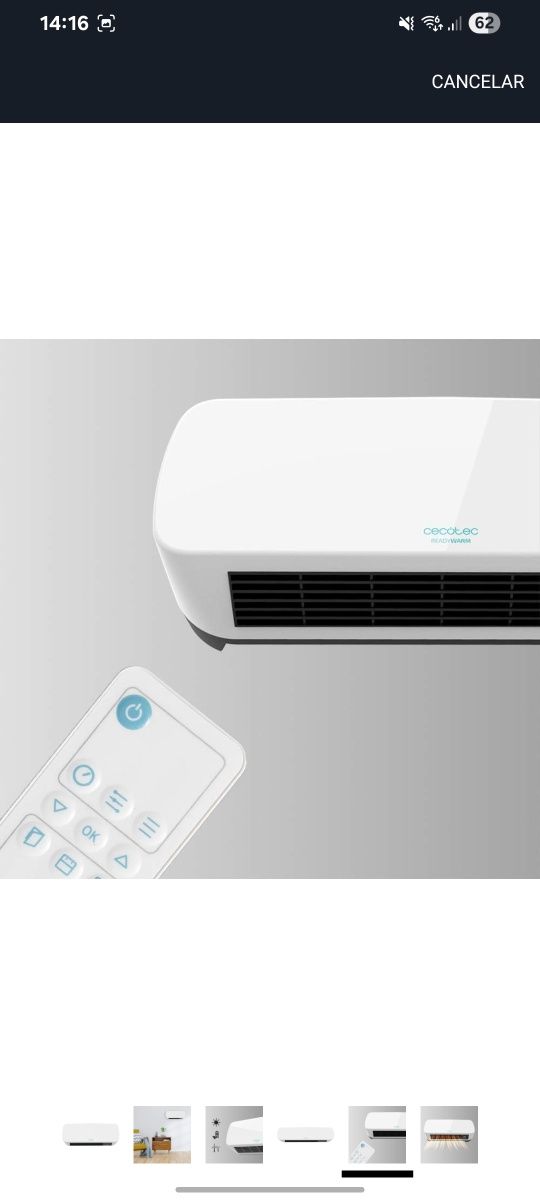 Aquecedor cerâmico de parede Cecotec Ready Warm, igual a Novo