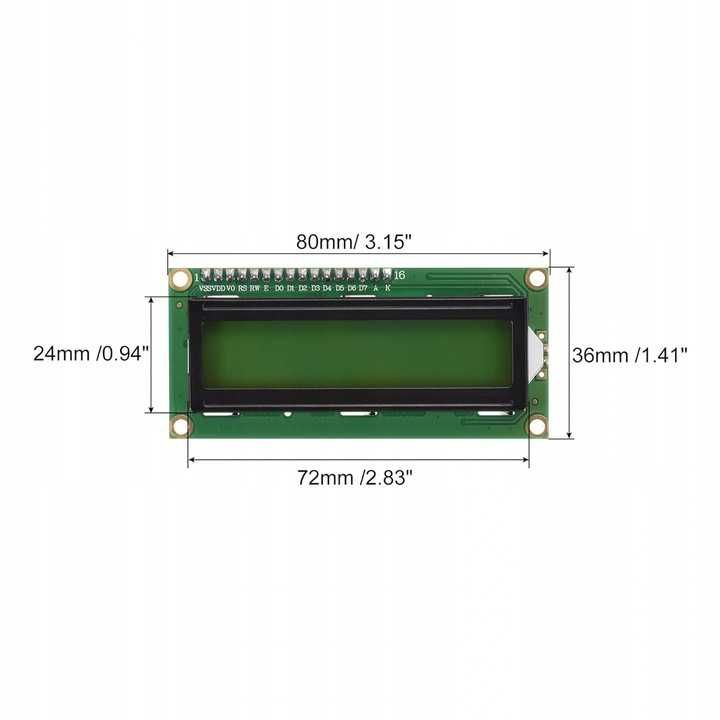 Wyświetlacz LCD 1602 2 x 16 znaków sourcing map moduł