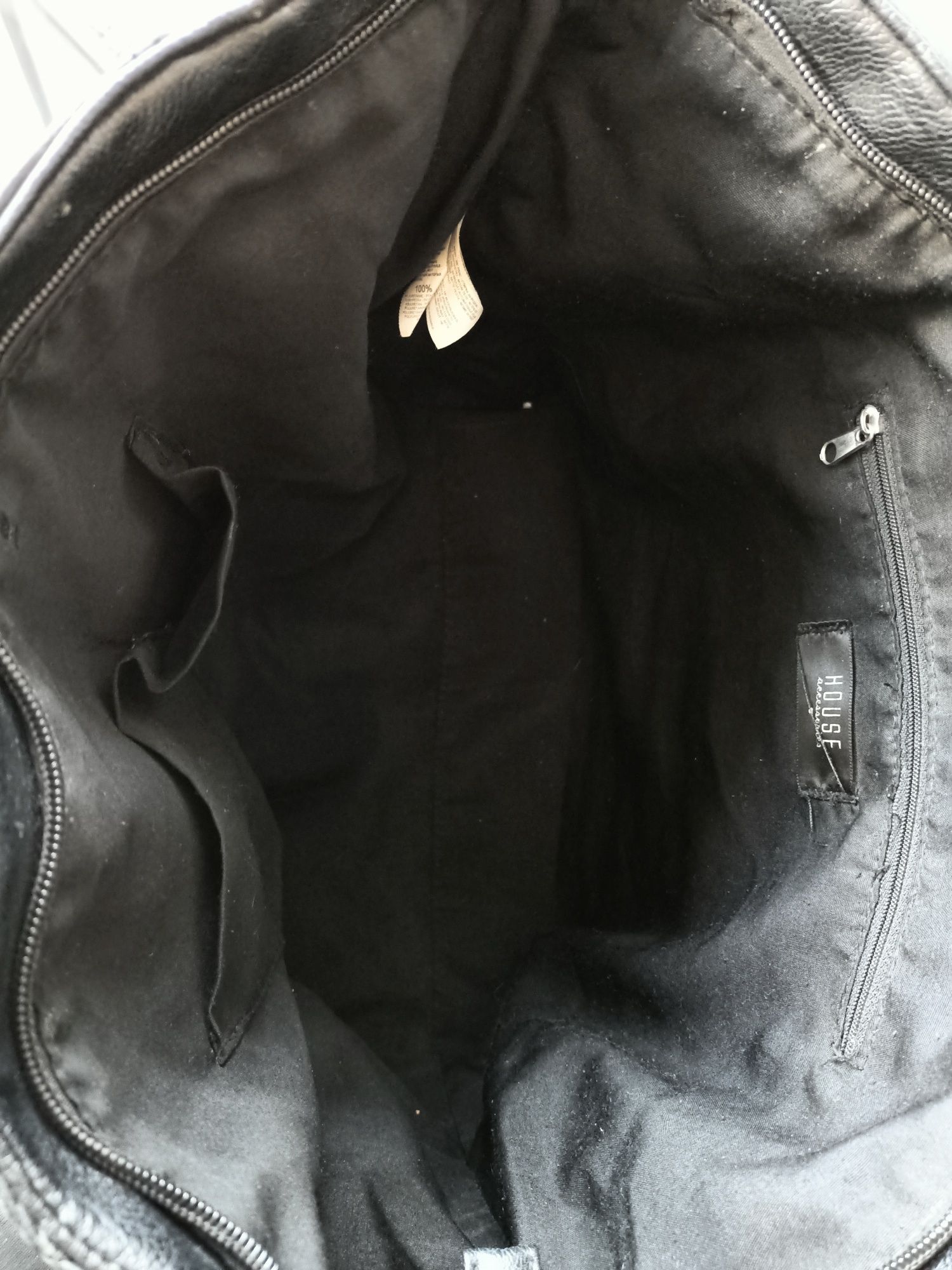 Torebka czarna skórzana, torba shopper
