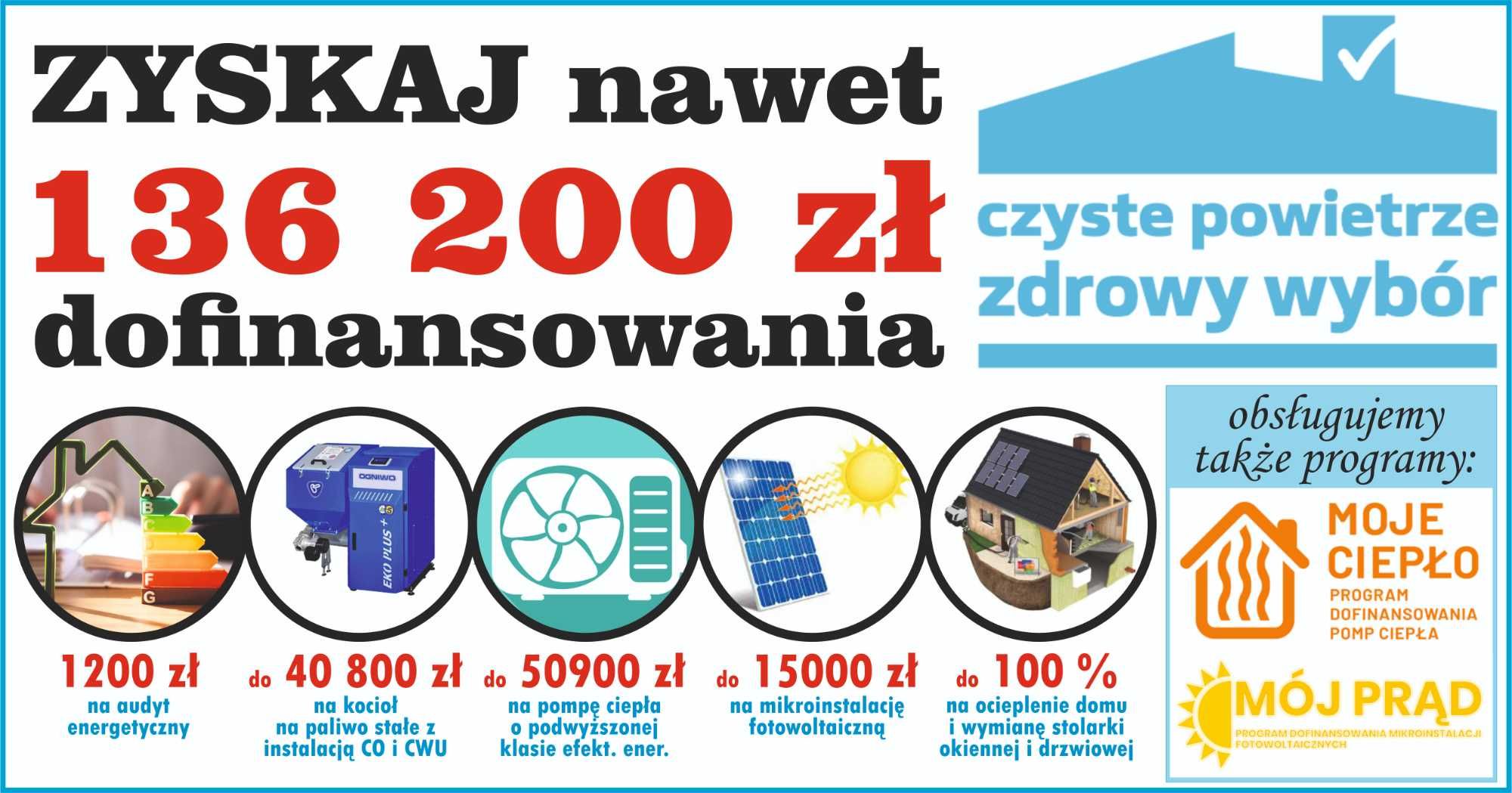 CZYSTE POWIETRZE - dotacja nawet 136 200 zł