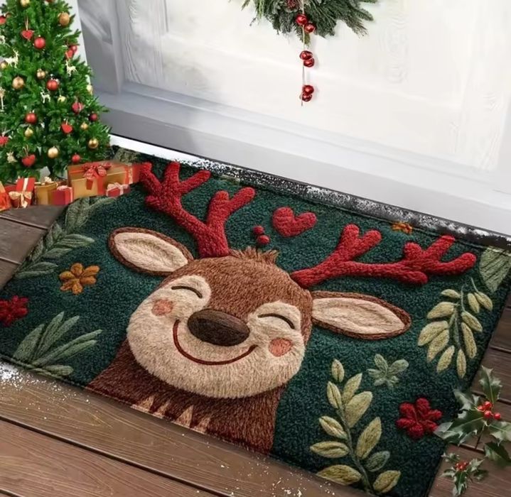 Świąteczna wycieraczka pod drzwi renifer Rudolf