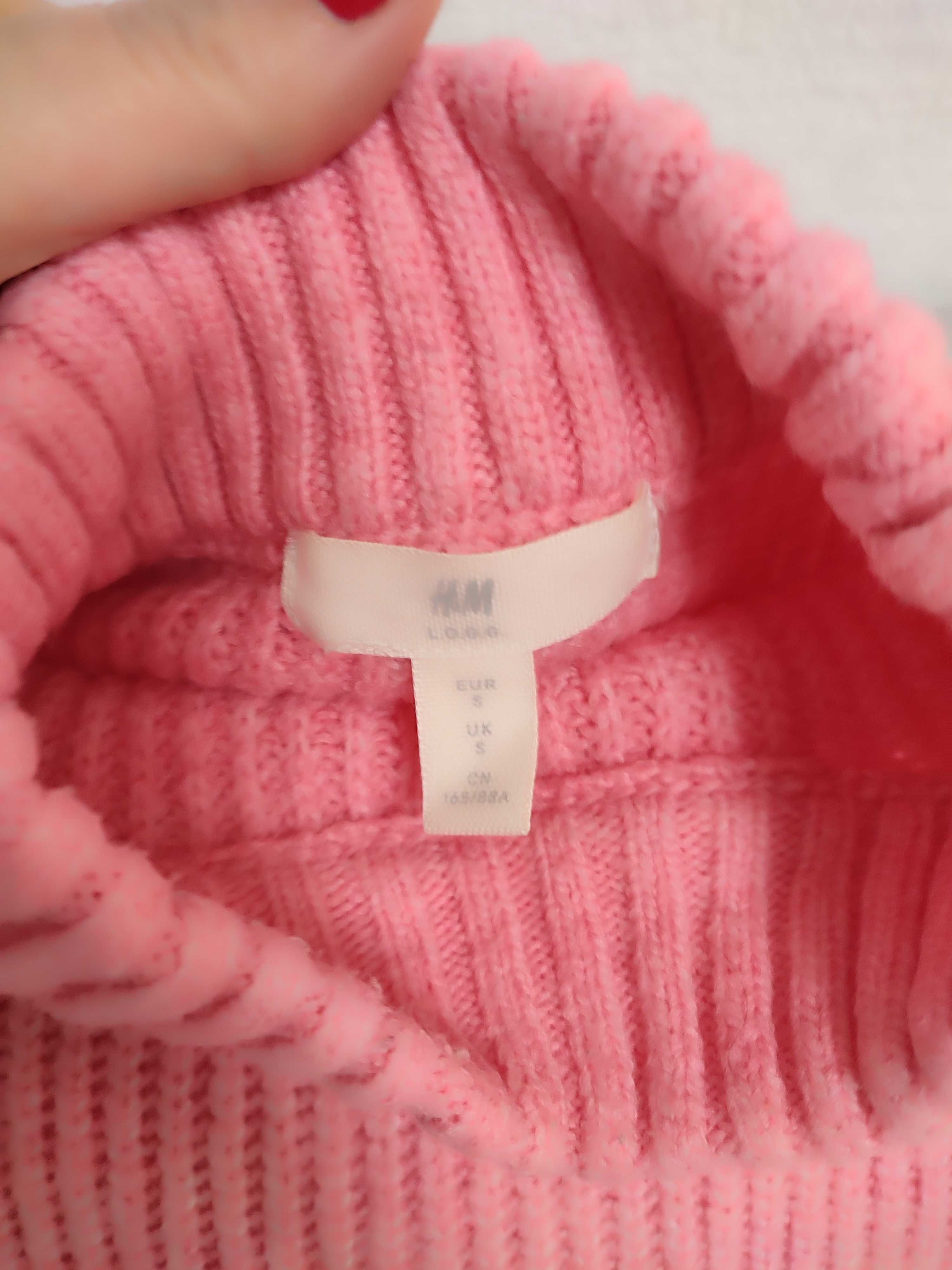 Długi sweter H&M Różowy