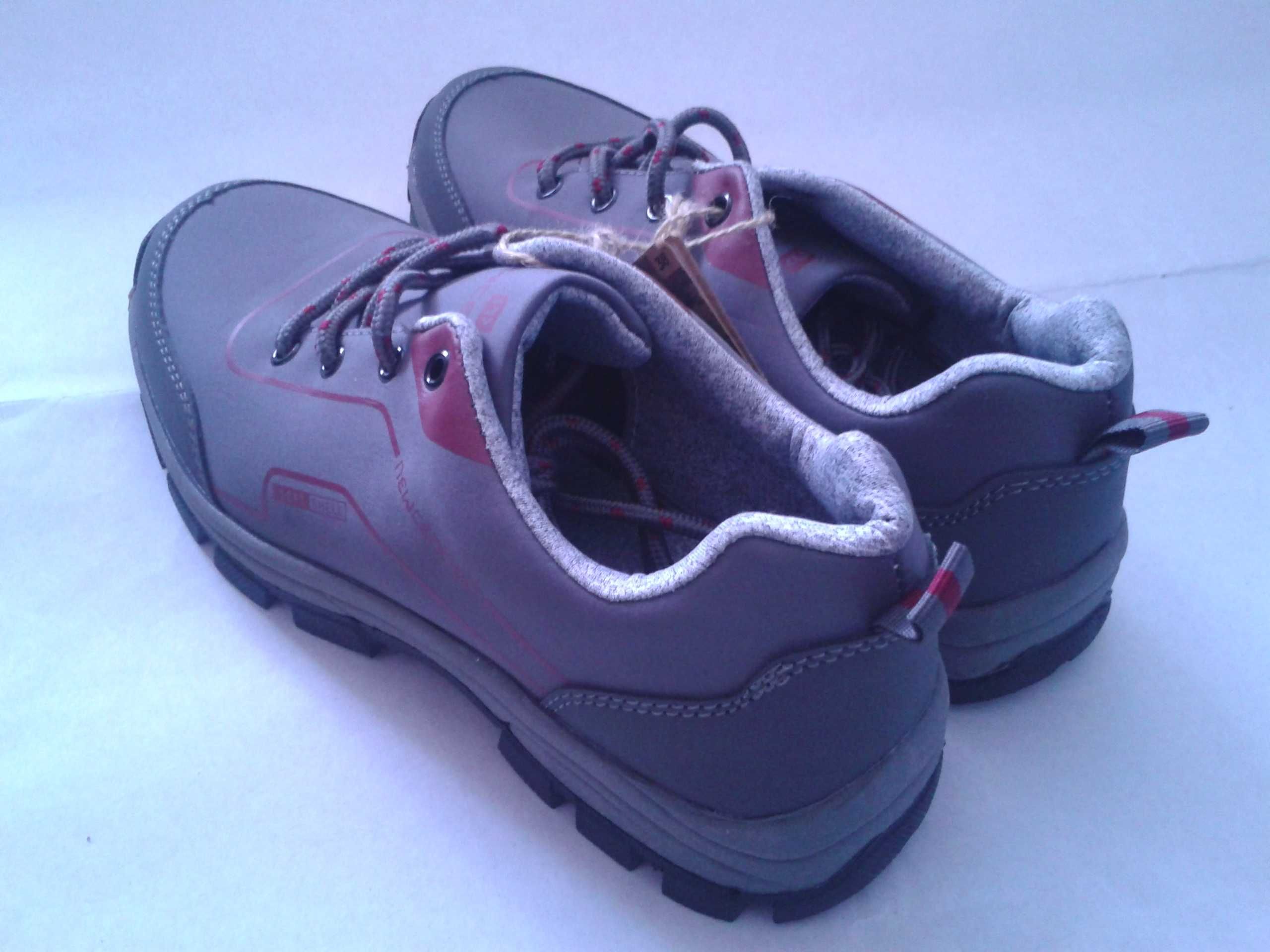 Buty sportowe trekkingowe SOFTSHELL sznurowane szare wegan r. 37