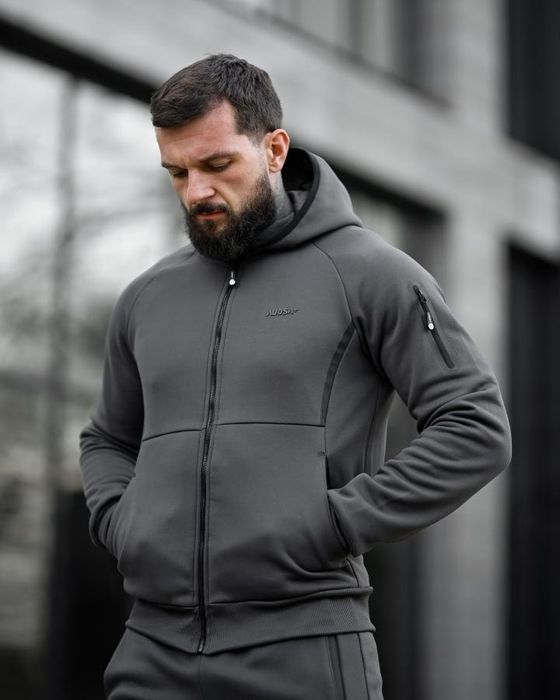 Флісова підкладка утеплений зимовий чоловічий спортивний костюм сірий