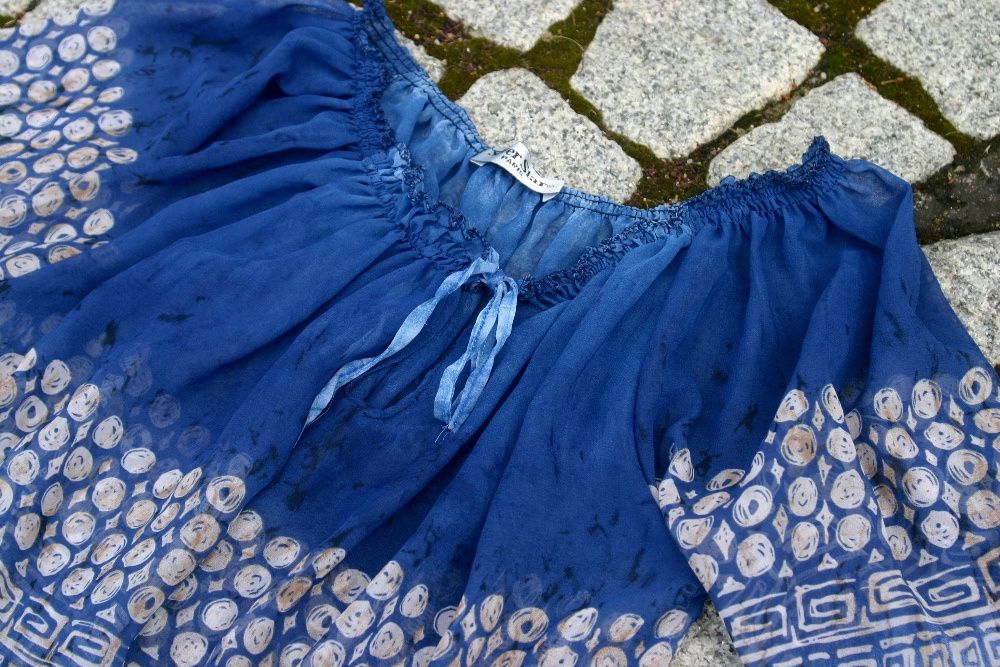 Camisa fluída azul vintage, M