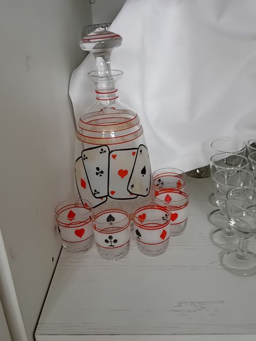 Komplet brydżowy PRL karafka + kieliszki