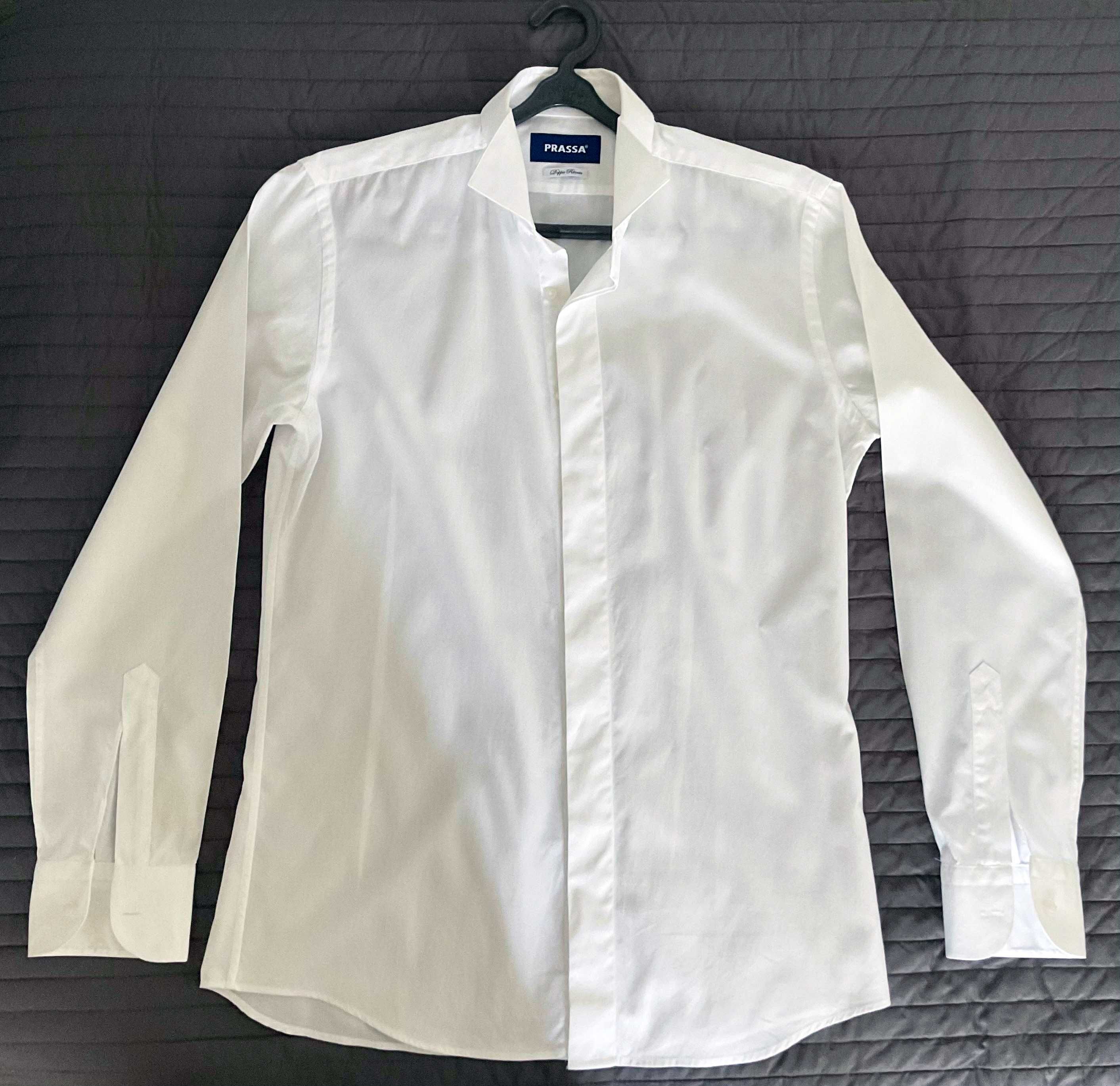 Camisa de cerimónia branca com gola quebrada