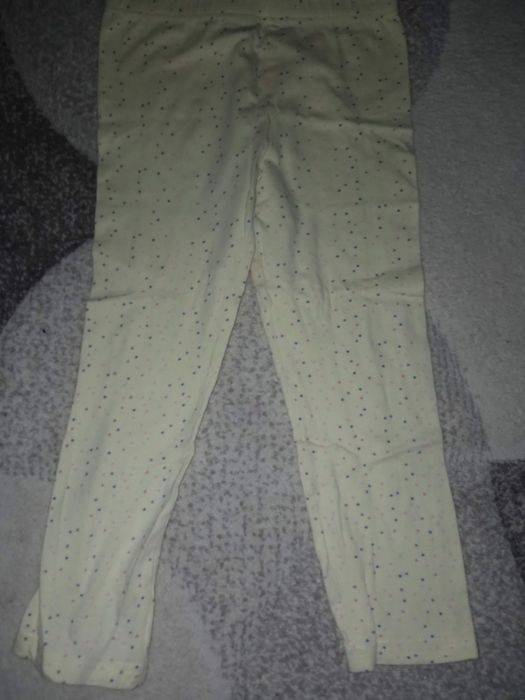 Żółte legginsy do kolan w kolorowe kropki, bawełniane r. 134, 134-140