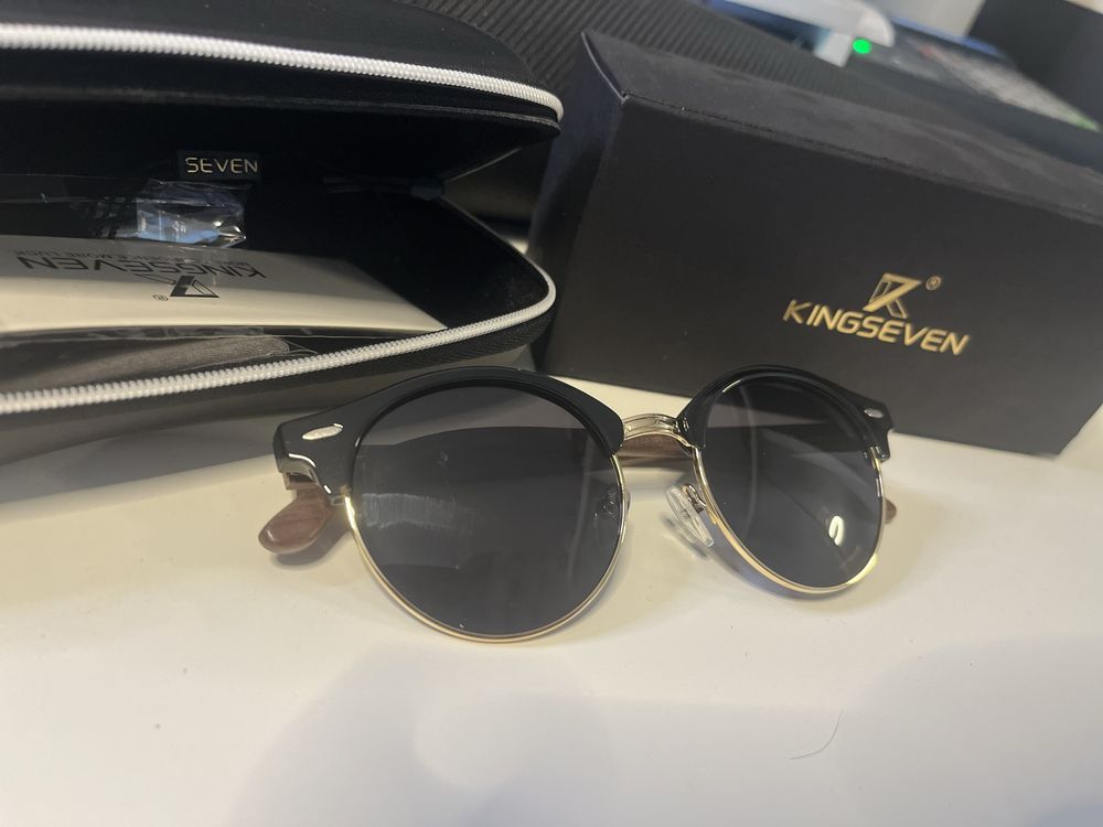 Kingaeven okulary drewniane czarne antyrefleks