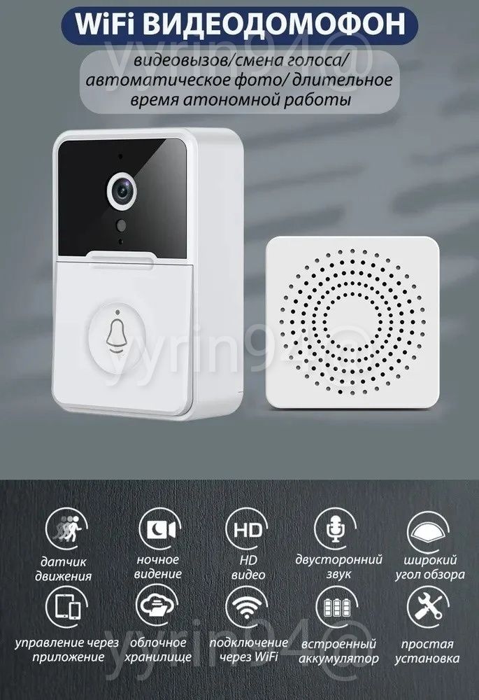 Умный беспроводной видеоглазок Mini Smart DOORBELL Tuya Smart / Wi-Fi