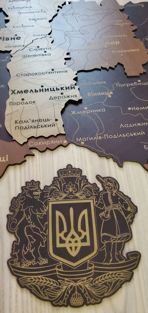 Карта Украины деревянная 3х слойная 1500*1000 мм .