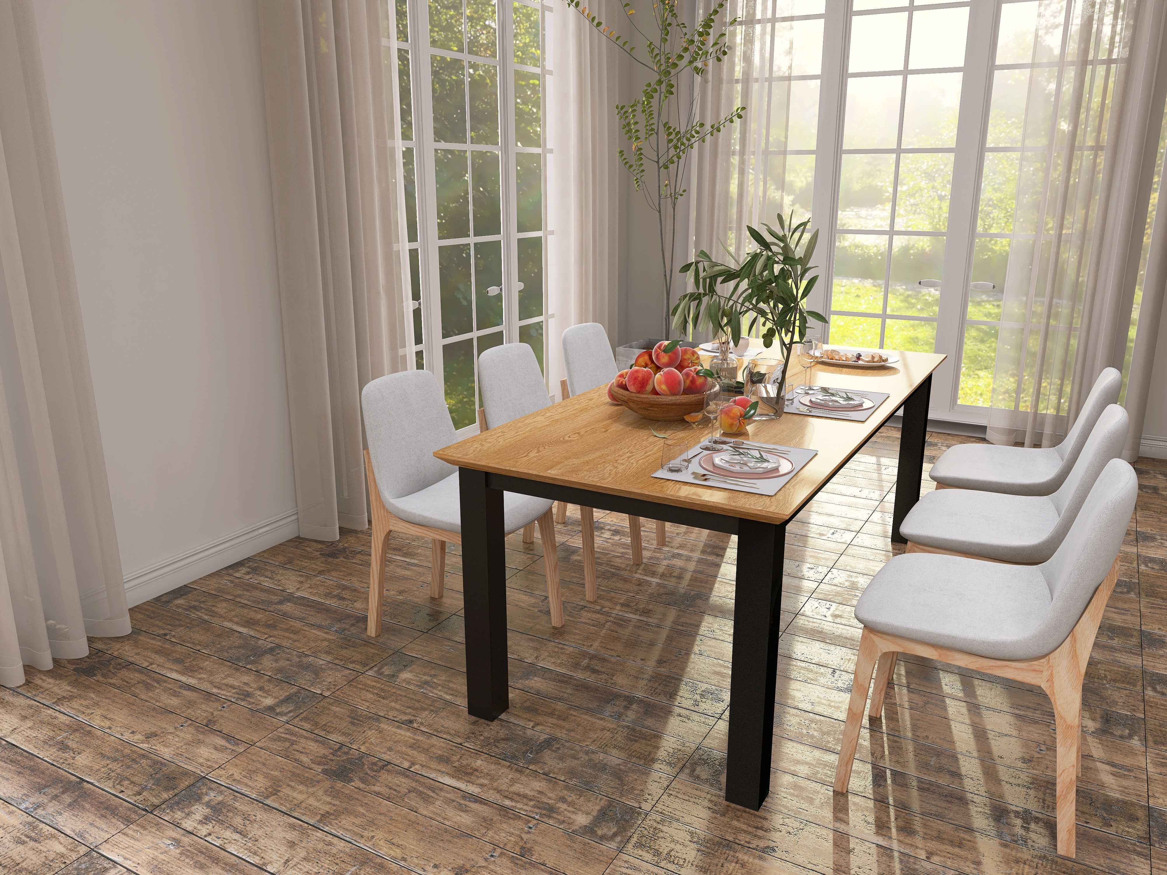 Duży stół do salonu i jadalni drewniany, dębowy loft/industrialny