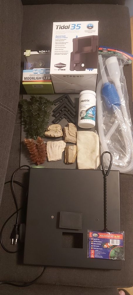WYPRZEDAŻ AQUAELL Akwarium kostka Optiwhite 30l Stan BDB MEGA FULL ze
