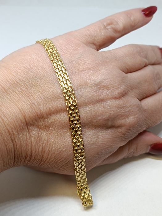 Złota bransoletka splot Bismark dł.19,5cm, złoto próby 585