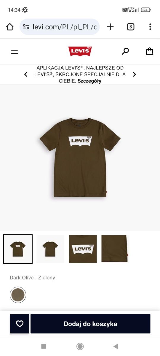 Koszulka levis Levi's 86 krótki rękaw khaki